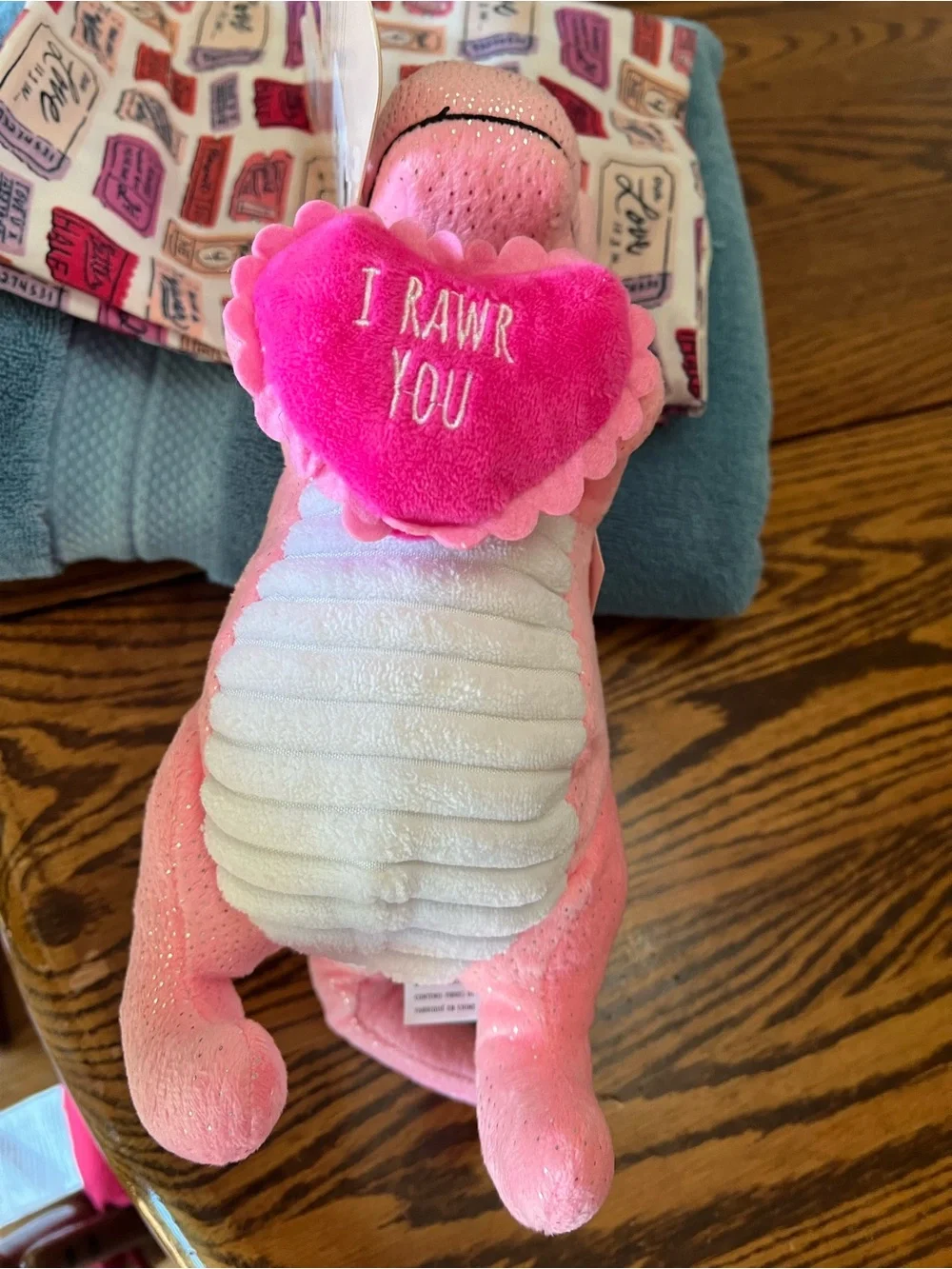 Fringe Studio Pink & White Love-Saur Dino Dog Toy